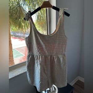 one clothing Pink & Green Gingham Tie-Shoulder Romper Junior’s